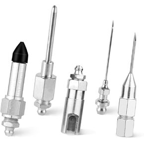 5pcs Grease Gun Needle Accessory Set, Grease Needle Nozzle Grease Needle Tool Dispenser Rubber Joint Grease Grease Gun Nozzle Tip, Grease Filling Adapter for Hard-to-Reach Fittings Kit