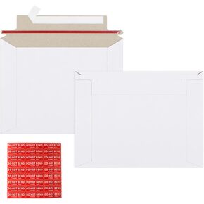 100 Pack 6.5x4.5 inch Rigid Mailer Self Seal Photo Document Mailers, Stay Flat White Cardboard Shipping Envelopes White Photography Mailers for CD, Photos, Document