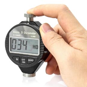 QWORK Shore D Hardness Meter, 0-100HD Digital Durometer Hardness Tester with Large LCD Display for Rubber, Plastics, Flooring, Tire, Bowling Ball