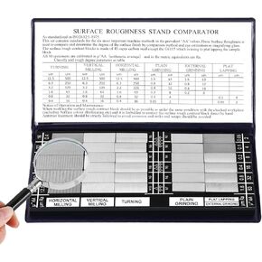 YUCHENGTECH 30Pcs Surface Roughness Comparators with 5X Magnifying Glass Surface Finish Comparator Set Ra0.05-12.5mm Microfinish Comparator for Lathe Machinery Manufactur Teach
