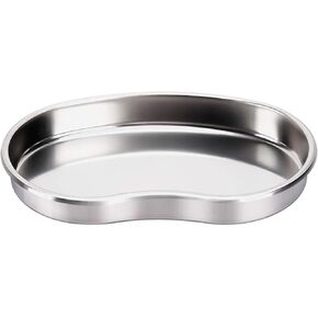 Stainless Steel Kidney Tray 8", Emesis Basin Kidney Shaped Emesis Bowl Round Edges. Reusable Metal Kidney Dish.Dental Instruments Ideal for Soiled Dressings,Waste, Liquid.（Large） (L)