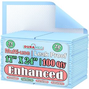 Chucks Pad Disposable Underpads 17x24 | [100 Pack] Incontinence Chux Pads Absorbent 2g SAP Fluff Protective Bed & Pee Pads for Babies, Kids, Adults & Elderly | Puppy Pads Large for Training Leak Proof