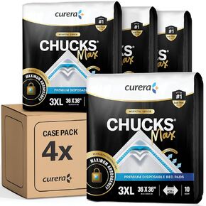 Chucks MAX Hospital Bed Pads Disposable Adult 36 x 36 Breathable Incontinence Pads Linen Protector- XXX-Large Chux Pee Pads for Elderly Adults - Extra Heavy Duty Absorbency Underpads [4x10-Packs = 40]