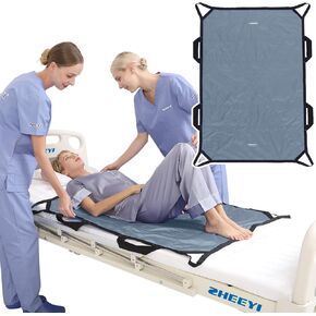 Positioning Bed Pad with Reinforced Handles 48" x 40" Patient Transfer Sheet Aid Assistant for Body Lifting, Turning, Repositioning, for Elderly, Incontinence, Caregiver, Pink