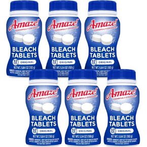 AMAZE Ultra Concentrated Bleach Tablets [6 bottles] - Original Scent - for Laundry, Toilet, and Multipurpose Home Cleaning. No Splash Liquid Bleach Alternative