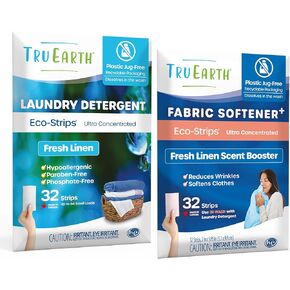 Tru Earth Bundle: Laundry Detergent Sheets & Fabric Softener Sheets - Plastic Jug-Free, Easy-to-Use - Fragrance-Free (Made in Canada)