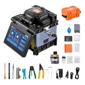 VEVOR Fiber Fusion Splicer 6 Motors, Core Alignment Fiber Optic Splicer 6s Splicing & 13s Heating, Fiber Splicer Machine with 5" Touch Screen, 3 in 1 Fiber Holder, 7800mAh Battery for SM MM DS NZDS