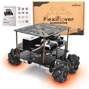 OSOYOO FlexiRover Robot Car Kit for Arduino Mega2560 with WiFi Expansion Board – 520 Motors, Mecanum Wheels, 4-Wheel Drive Motor Board, Battery & Charger, Customizable Chassis for Advanced Robotics