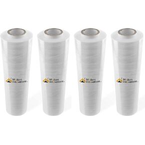 Modern Innovations 15 Inch Clear Stretch Wrap Roll with Handles (1 Roll-1000 Feet) Heavy Duty Shrink Wrap for Moving, Packing Supplies for Wrapping Furniture, Industrial Plastic Pallet Cling