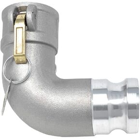 Gloxco Aluminum Type DA Cam and Groove Hose Fitting, 90 Degree Elbow, 2" Female Camlock x 2" Male Camlock (CAM-20-DA90-AL)