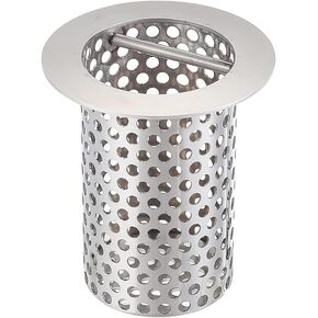3" Commercial Floor Drain Strainer, 4'' High, Thick Perforated Stainless Steel and Finely Polished Drain Basket