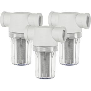 3-Pack Water Pump Strainer with 100 Mesh Stainless Steel Filter Screen, 3/4" Inch Female NPT in-line Strainer for Garden Hose Outdoor RV Water Tank Pressure Washer [Black]