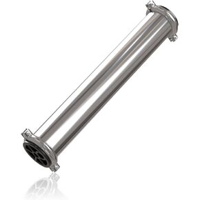 Max Water 25" x 21" 2521 Membrane Stainless teel Housing Element - 304 Stainless Steel, 3/8" NPTF Feed & Drain Ports, 1/4" NPTF Permeate Ports, Includes Complete Installation Set