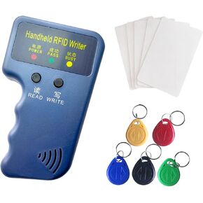 Handheld 125khz Copier RFID Smart ID Card Duplicator Used for T5577 or EM4305+5pcs NO.2T5577 Keychains +5 T5577 Cards