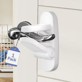 Door Locks for Kids Safety Prevent Toddlers and Pets from Opening Doors.Child Proof Door Lock,Durable ABS with 3M Adhesive Backing.Easy to Install, No Tools Required,White(2 Pack)