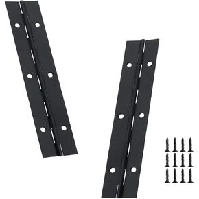 2-Pack 12-Inch Black Stainless Steel Heavy Duty Continuous & Piano Hinge, 2" Open Width Piano Boat Hinges, with Pre-Drilled Holes and Screws, Ideal for Piano Cabinets ane Wooden Box.
