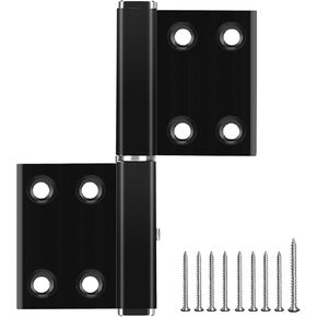 2 Pack Lift Off Hinges Heavy Duty, Black Hinges for Doors, Door Hinge Lubricant Indoor, 4 Inch Hinges, Garage Door Hinges