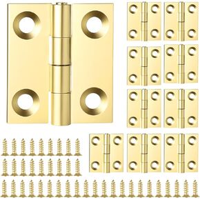 10 Sets Small Hinges with Screws Mini Solid Brass Hinges Jewelry Box Hinges 1 Inch Mini Hinges Folding Butt Hinges DIY Accessories for DIY Boxes Gate Drawer Furniture Woodworking Craft Project (Gold)