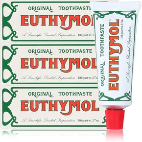 [Euthymol] Natural Flouride-Free Formula/Strong Mint Flavor for Fresh Breath, 3.7 oz | Classic Pink Toothpaste for Fresh Breath, Plaque & Tartar Remover | Travel Size Aluminum Recyclable Tube