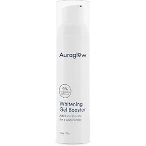 Auraglow Whitening Toothpaste Booster, Add to Toothpaste to Whiten, 9% Hydrogen Peroxide Teeth Whitening Gel Toothpaste, 350+ Whitening Treatments, 6-Month Supply, 2.6oz