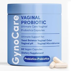 GynoCare Vaginal Probiotics for Women pH Balance | Prebiotics & Probiotics for Women | Women's Probiotics for Vaginal Health | Female Vaginal Probiotics for Odor Relief | 60 Capsules