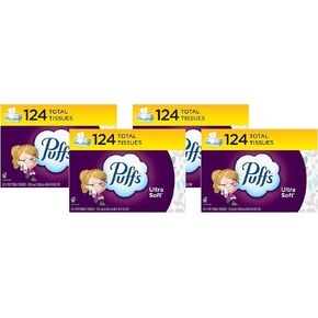 Puffs Ultra Soft Non-Lotion Facial Tissue, 8 Family Boxes, 124 Facial Tissues per Box