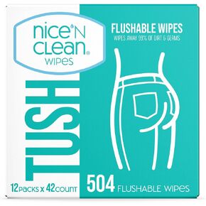 Nice 'N Clean Adult Flushable Wipes (3 x 60 Count) | Personal Cleansing Wipes Made from Plant-Based Fibers | Infused with Aloe & Vitamin E in Kuwait