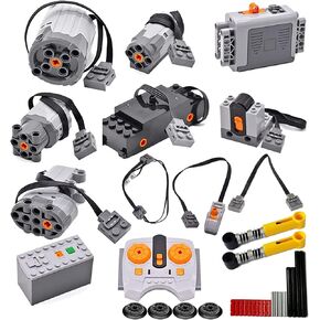 SEEMEY 32Pcs Power Function Kit Set Motor Battery Infrared-Remote-Control Receiver Train Adjustable Speed ​​Motor Parts, Motor Power Change Parts Compatible with mainbrands Technic-Parts
