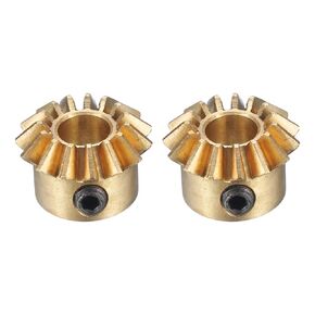 uxcell 2pcs Bevel Gear 0.8 Module 1:1 Reduction Rate 15T 5mm Hole Dia Bevel Pinion Gear Brass, 45 Degree Steering Gear for Hardware Mechanical Rotation, Yellow