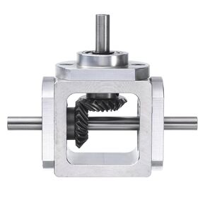 uxcell Gear Box 90 Degree Right Angle Bevel Gearbox 1:1 Forward Double Output Shaft 1 Module 20 Teeth Bevel Gear Aluminum Frame Simple Mechanical DIY Module with 6mm Shaft