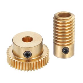 uxcell Worm Gear Set - 0.5 Module 40:1 Reduction Rate 6mm Hole Dia Gear Shaft and 5mm Hole Dia Gear Wheel 40T Drive Gear Box (Brass)