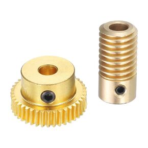 uxcell Worm Gear Set - 0.5 Module 40:1 Reduction Rate 5mm Hole Dia Gear Shaft and 5mm Hole Dia Gear Wheel 40T Drive Gear Box (Brass)