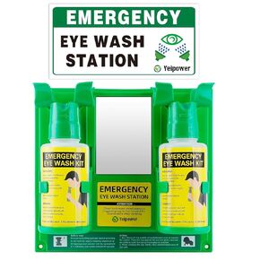 Portable Eyewash Station OSHA-Approved - Upgraded Emergency Eye Wash Bottles Flush Kit Clean Both Eyes Simultaneously First Aid Wall Mounted 16oz （No Solution）