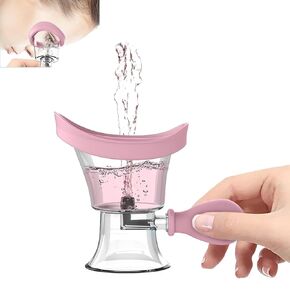 Eye Wash Cup Portable Eye Cleaner Kit Silicone Manual Air Pressure Eye Flush Rinse Cups with Storage Container Eye Washer Bath Kit Cleaning Makeup Dust Irritants Soothing Eyes(Light Pink)