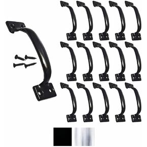 15 Pack, Premium Black Pull Handle 5-3/4" Utility Door Pulls, Black Handles for Home Improvement, Barn Door Hardware with Screws