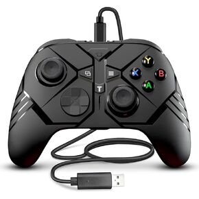 SWVOE Controller PC, Wired Gaming Controller for PC 10 and Steam Gaming Platforms, PC Game Controller Joystick with Dual-Vibration, Turbo, Programmable, RGB LED Light and 3.5mm Stereos (Scorpion)