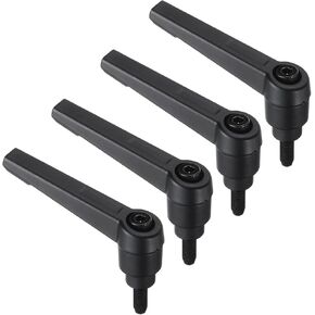 uxcell 4pcs Clamping Lever Handles, M8 x 50mm Black Oxide Carbon Steel Threaded Male Stud, Adjustable Handles Locking Quick Release Ratchet Push Button Bolt Knobs, Black