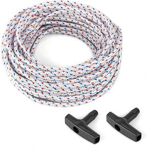 High Strength Recoil Start Rope Replacement for Chainsaws, Lawn Mowers, Gas or Diesel Engines - 50 feet with 2 Universal Handles Compatible with Briggs & Stratton,Husqvarna, STIHL