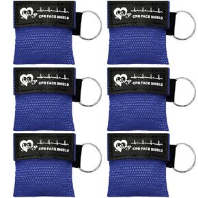 6 Counts CPR Pocket Mask Keychain, CPR Face Shield with One Way Valve Breathing Barrier for First Aid or ADE Training, Red