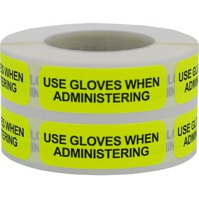 Use Gloves When Administering Veterinary Medical Healthcare Labels .5 x 1.5 Inch 500 Total Stickers