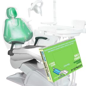 Non-Slip Dental Half Chair Medium Covers, 27.5" x 24" Disposable Dental Chair Sleeve, Waterproof Plastic Cover Sleeves for Dental Chair, Seat, Tattoo Chair and Hydraulic Bed (1 Box, 225/Bx)