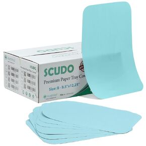 1000PCs Dental Grade Scudo Premium Paper Tray Covers Size B (8.5"x12.5") by VASTMED | Disposable Tray Covers for Dental Tray, Sterile Tattoo Tray, Surgery Tray