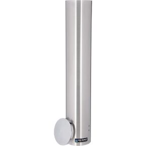 San Jamar Large Pull-Type Cup Dispenser Fits 12 - 24 Oz. Cups with Flip Cap for Restaurants, Dining Halls, and Fast Food, Stainless Steel, 23.5 Inches, Silver