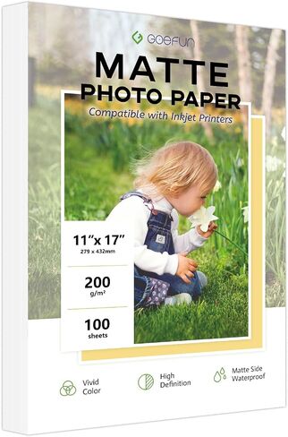 100 Sheets Matte Photo Paper 8.5x11, Goefun Inkjet Photo Printer Paper 200GSM Thick Photo Paper for Dye Ink and Pigment Ink in Kuwait