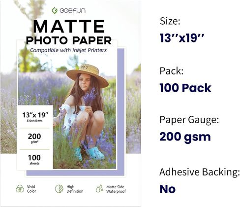 100 Sheets Matte Photo Paper 8.5x11, Goefun Inkjet Photo Printer Paper 200GSM Thick Photo Paper for Dye Ink and Pigment Ink in Kuwait