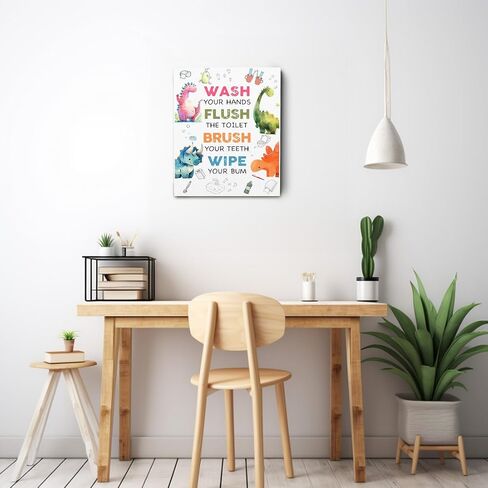 Ryeolo Bathroom Rules Wall Art Prints,Funny Bathroom Rules Signs Canvas Prints Wall Art,Kids Bathroom Wall Decor,Kids Bathroom Decor,Toddler Bathroom Decor in Saudi Arabia