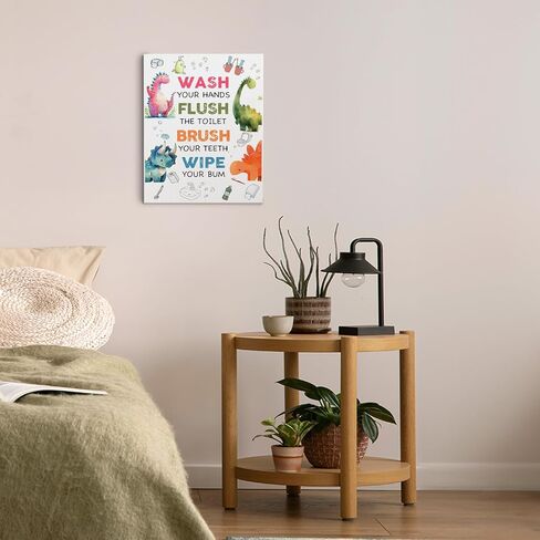 Ryeolo Bathroom Rules Wall Art Prints,Funny Bathroom Rules Signs Canvas Prints Wall Art,Kids Bathroom Wall Decor,Kids Bathroom Decor,Toddler Bathroom Decor in Saudi Arabia