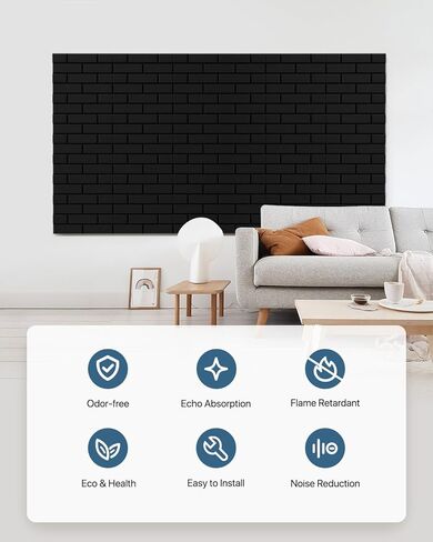 Soundproof Wall Panels, Kuchoow Sound Proof Panels for Walls,Self-Adhesive 18 Pack Brick Acoustic Wall Panels Sound Absorbing Sound Panels for Walls Décor,Home, Office 16"X12"X0.4" in Saudi Arabia