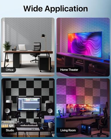 Soundproof Wall Panels, Kuchoow Sound Proof Panels for Walls,Self-Adhesive 18 Pack Brick Acoustic Wall Panels Sound Absorbing Sound Panels for Walls Décor,Home, Office 16"X12"X0.4" in Saudi Arabia