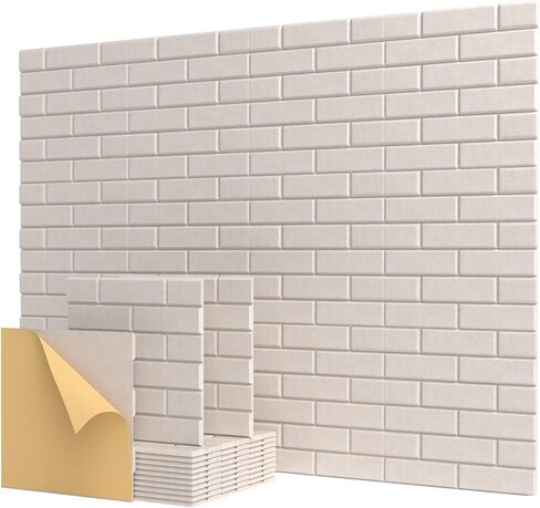 Soundproof Wall Panels, Kuchoow Sound Proof Panels for Walls,Self-Adhesive 18 Pack Brick Acoustic Wall Panels Sound Absorbing Sound Panels for Walls Décor,Home, Office 16"X12"X0.4" in Saudi Arabia